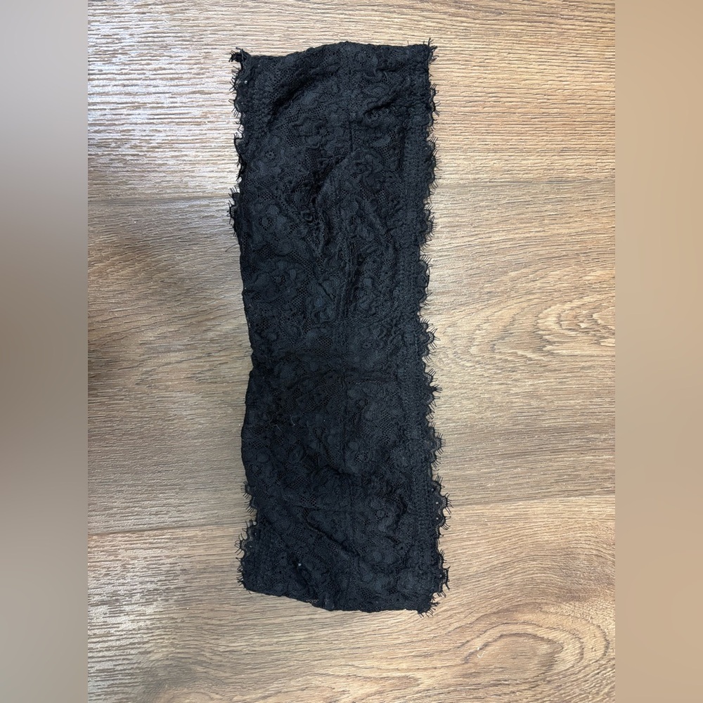 Aerie Black Lace Bandeau Strapless Bra, Size M